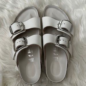 Birkenstock Arizona Big Buckle Slide Sandal (White, size 38)